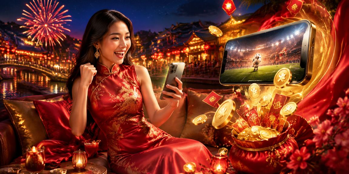 Phong bao đỏ và áo dài truyền thống Hội An gợi không khí thưởng lễ hội trực tuyến